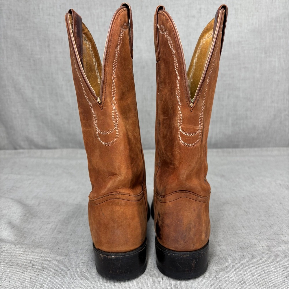 Tony Lama Cowboy Western Boots Tan Brown Leather Roper Women's Size 7B - Picture 5 of 9